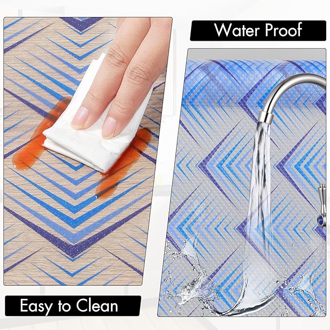 Cooyes Shelf Liner for Kitchen Cabinets – Non-Adhesive Waterproof Drawer Liner – Durable EVA Material Easy-to-Cut Shelf Paper for Refrigerator, Cupboard, Dresser with Modern Pattern - Image 6