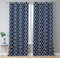 HLC.ME Lattice Print Decorative Blue Blackout Curtains 96 Inch Long - Thermal Insulated Privacy Room Darkening Window Grommet Drapes Modern Curtains for Master Bedroom - Navy Blue - 52 W x 96 L by HomeLinenCollections