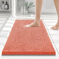 Smiry Luxury Chenille Bathroom Rugs 24x16, Extra Soft and Absorbent Shaggy Bath Mat, Machine Washable, Non-Slip Plush Carpet Runner for Tub, Shower, and Floor, Home Decor Accessories, Coral by Smiry