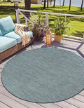 Unique Loom Outdoor Solid Collection Area Rug (6' 1" Round Teal/Navy Blue) by UniqueLoom