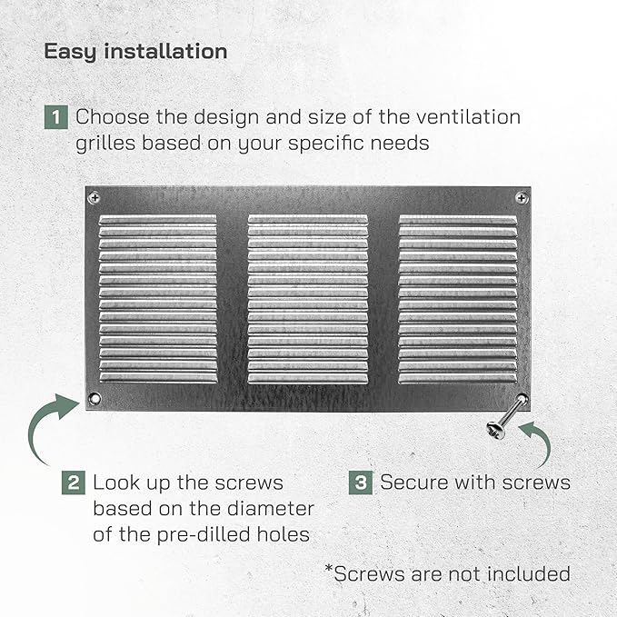 Vent Systems 12" x 6" Inch (Overall) Scratch Resistant Galvanized Metal Vent Cover - 3 Pack - Louvered Duct Grille with Built-in Mesh Screen - Wall/Ceiling HVAC Ventilation Register - Indoor & Outdoor - Image 4