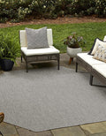 Unique Loom Collection Casual Transitional Solid Heathered Indoor/Outdoor Flatweave Area Rug (5' 1" Octagon, Light Gray/Ivory) by UniqueLoom