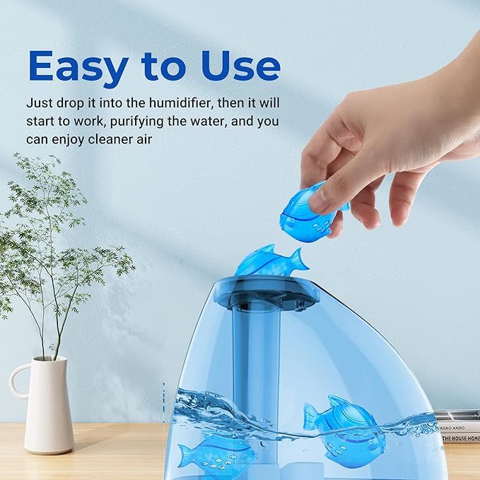 Funmit Humidifier Cleaning Fish, 12 Pack Humidifier Cleaner for Humidifiers and Fish Tanks, Purifies Water, Prevents Hard Water Build-Up, Reduces Scale, Blue - Image 9