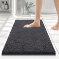 Smiry Luxury Chenille Bathroom Rugs 24x16, Extra Soft and Absorbent Shaggy Bath Mat, Machine Washable, Non-Slip Plush Carpet Runner for Tub, Shower, and Floor, Home Decor Accessories, Charcoal Grey by Smiry