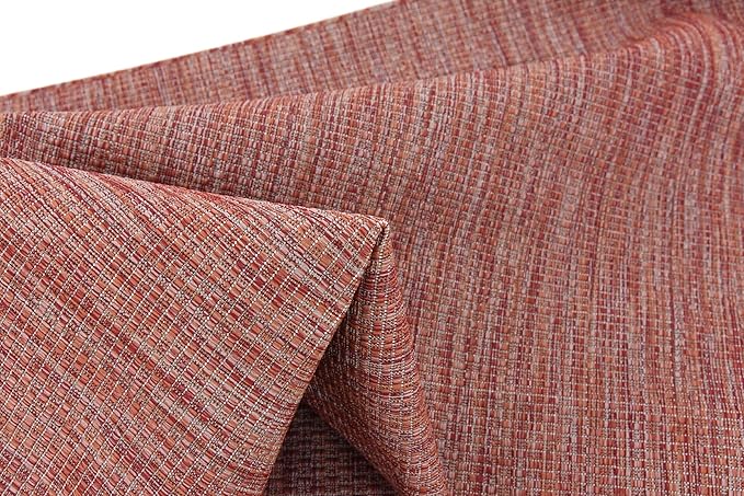 Unique Loom Collection Casual Transitional Solid Heathered Indoor/Outdoor Flatweave Area Rug (6' 1" x 9' Rectangle, Rust Red/Beige) - Image 10