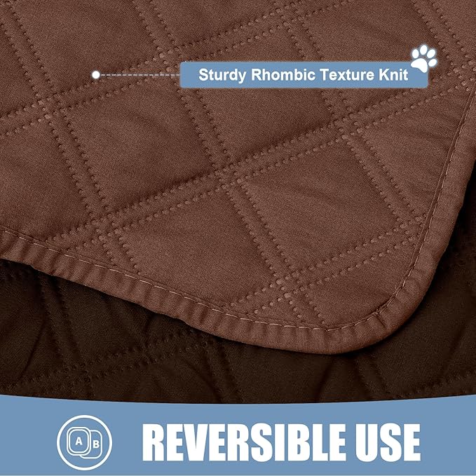 Smiry Waterproof Dog Bed Cover Pet Blanket, Soft Washable Dog Blanket for Furniture Bed Couch Sofa Reversible, Checkered (82"x102", Brown/Chocolate) - Image 4