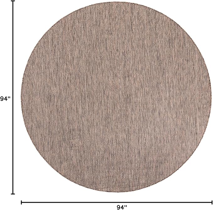 Unique Loom Outdoor Solid Collection Area Rug (7' 10" Round Light Brown/Ivory) - Image 2