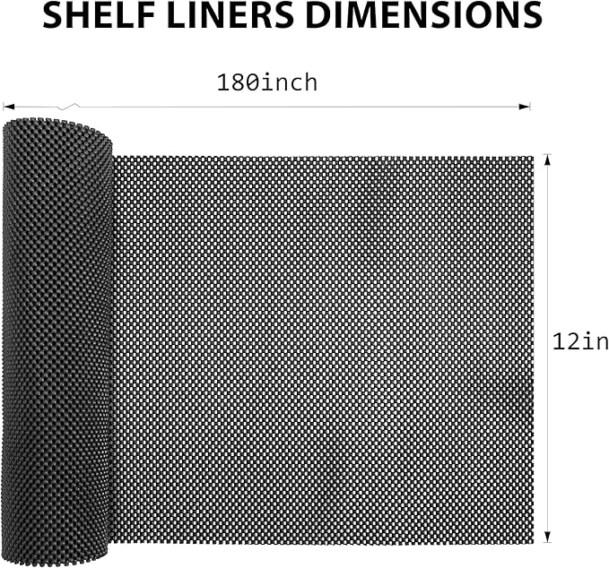 Shelf Liners for Cabinets-Drawer Liner Cabinet Liners for Shelves Kitchen,Non-Adhesive,Non-Slip,Black,12 x 180 inch - Image 6
