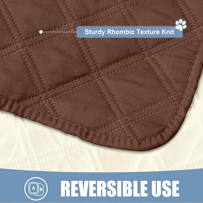 Smiry Waterproof Dog Bed Cover Pet Blanket, Soft Washable Dog Blanket for Furniture Bed Couch Sofa Reversible, Checkered (68"x82", Brown/Beige) - Image 4