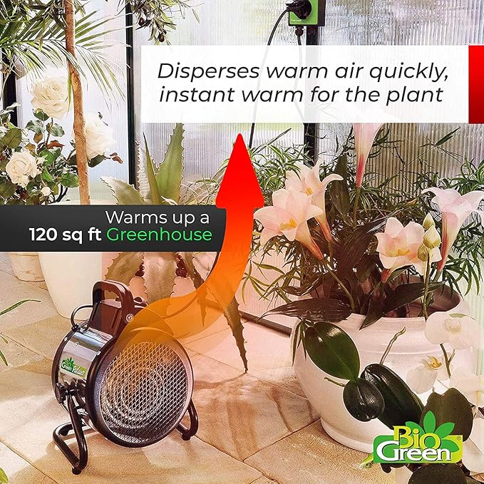 BioGreen Electric Greenhouse Heater & Fan with Digital Thermostat PALMA | 1500 Watts, 5100 BTU/hr | 5800 ft³/h Air Circulation -58 to 210.2°F | Stainless Steel | Spraywater Proof - Image 8