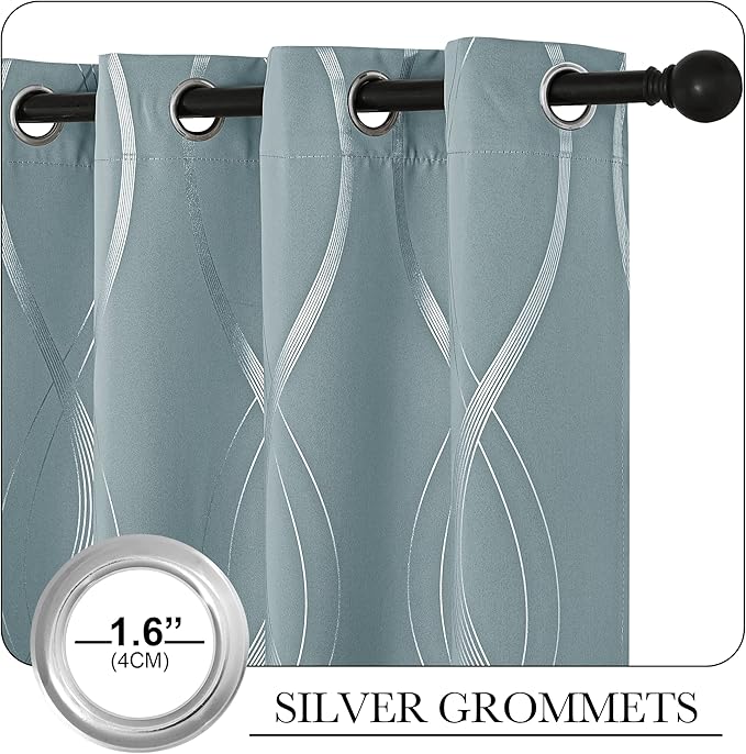 NICETOWN Room Darkening Curtains for Living Room, Stormy Sea, 2 PCs, 52 inch by 84 inch, Easy Care Solid Thermal Insulated Grommet Room Darkening Curtains/Panels/Drapes for Bedroom Decoration - Image 3