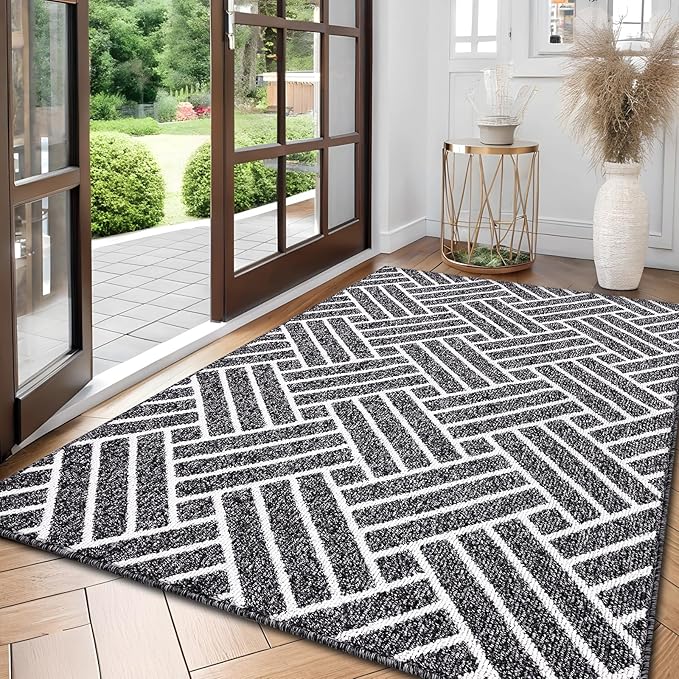 OLANLY Large Indoor Door Mat, 59x35 Inch, Dirt Resistant and Absorbent, Non-Slip Rubber Backing Floor Mats, Easy Clean Low-Profile Doormat for Entryway, Front Door, and Inside Entrance, Black by OLANLY