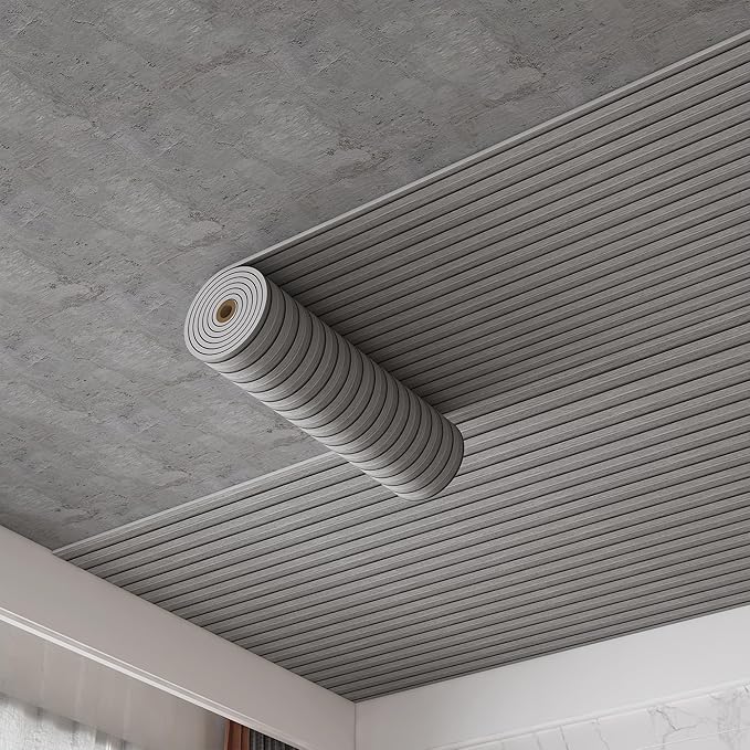 Peel and Stick PVC Slat Wall Panels, Wood Grain Self-Adhesive Soundproof Moisture-Resistant Paneling, 3D Faux Wood Panels for Bedroom Bathroom Walls & Ceilings 118"x15.75"(Gray,13Sq.ft) - Image 3