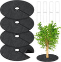 Tegeme 4 Pack 24.5 Inch Non Woven Tree Mulch Ring with Self Adhesive and 8 Ground Pins, Degradable Tree Protector Mat Reusable Weed Barrier Mat for Gardening Landscaping Weed Control Root Protection by Tegeme