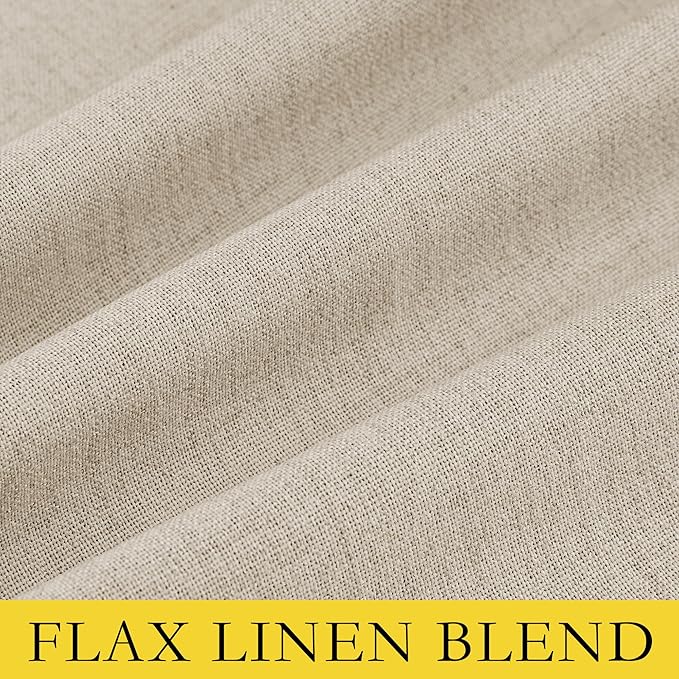 NICETOWN Farmhouse Style 100% Blackout Cream Linen Curtains 90 inches Length, 2 Panels, 52" W, Room Cooling Window Draperies with Thermal Insulated Liners for Dining Room - Image 8