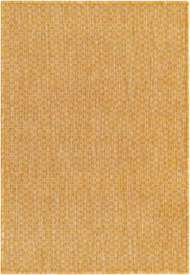 Unique Loom Collection Casual Transitional Solid Heathered Indoor/Outdoor Flatweave Area Rug (2' 2" x 3' 1" Rectangle, Corn Harvest Yellow) - Image 3