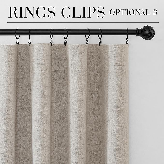 RYB HOME Natural Beige 100% Blackout Curtains 63 inch Long, Light Blacking & Thermal Insulated Curtains for Nursery/Bedroom/Kids'Room, Back Tab & Rod Pocket Window Treatment, W52 x L63, 2 Panels - Image 8