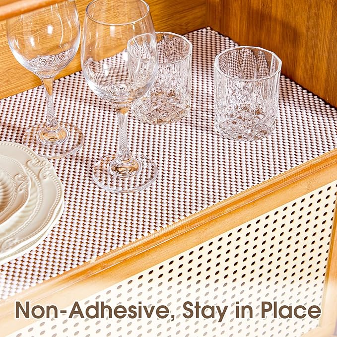 Shelf Liner for Kitchen Cabinet, Drawer Liners Non Slip Non Adhesive Thick Mat, Breathable Dresser Pantry Bathroom Protector, White, 20" x 360" - Image 2
