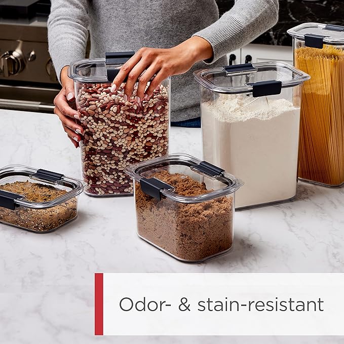 Rubbermaid Brilliance BPA-Free Food Storage Containers with Lids Airtight Kitchen and Pantry Organization Set Includes 3 Containers and Scoops Clear 16 cups - Image 5