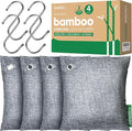 Activated Charcoal Odor Absorber,Large 4x500g w Hooks Nature Odor Eliminator for Strong Odor,Bamboo Charcoal Air Purifying Bags,Moisture Absorbers for Fresh Home Car Closet Pet,Smoke Room Deodorizer by Innmily