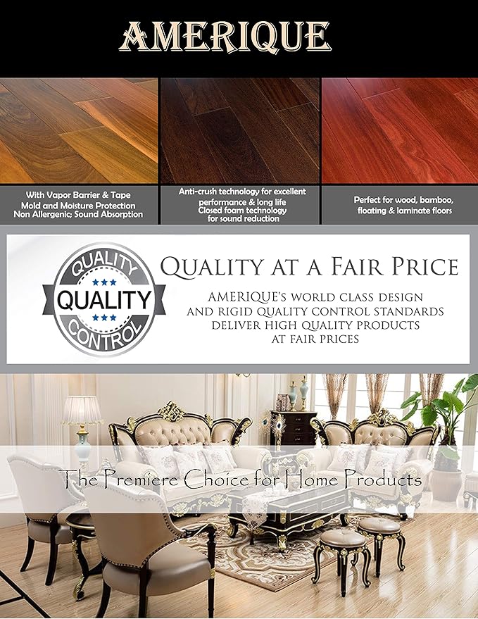 600Sqft AMERIQUE Premium 3 Mm Thick Flooring Underlayment Padding with Tape & Vapor Barrier 3 in 1 Heavy Duty Foam (600SF Total, 200SF/Roll), 600 Sq.'., Silver Chrome (Pack of 3) - Image 4