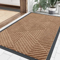 Smiry Front Door Mat Outside Entrance, Heavy Duty Sturdy Natural Rubber Doormat, Trap Dirt and Moisture, Easy Clean Low Profile Mats for Indoor Outdoor Entry, Irregular Triangle (71x34, Coffee) by Smiry