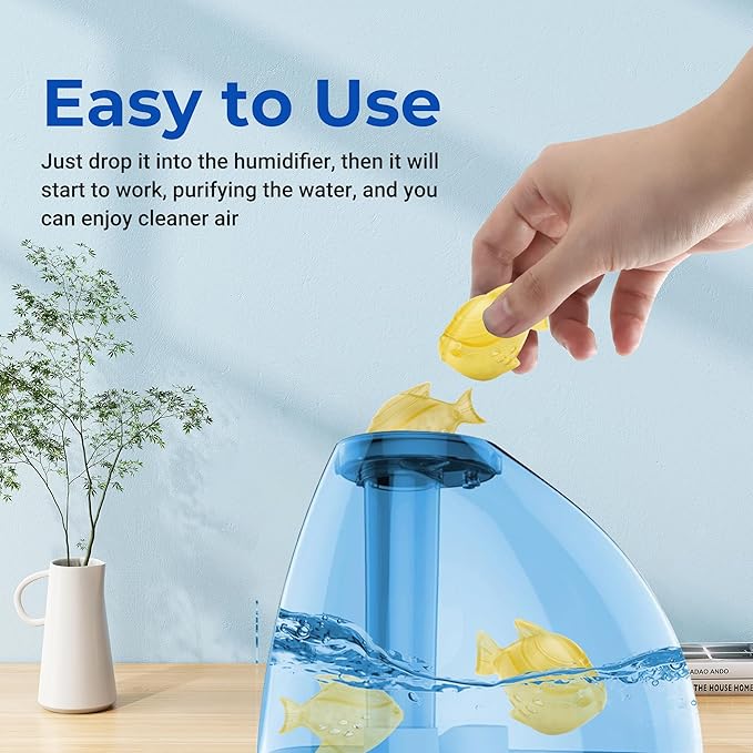 Funmit Humidifier Cleaning Fish, 6 Pack Humidifier Cleaner for Humidifiers and Fish Tanks, Purifies Water, Prevents Hard Water Build-Up, Reduces Scale, Yellow - Image 9