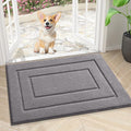 Smiry Dog Door Mat for Muddy Paws, Absorbs Moisture and Dirt, Low-Profile Entryway Mat with Non-Slip Backing, Entry Indoor Outdoor Doormat for Inside Floor (24x16 Inches, Grey, Bordered) by Smiry