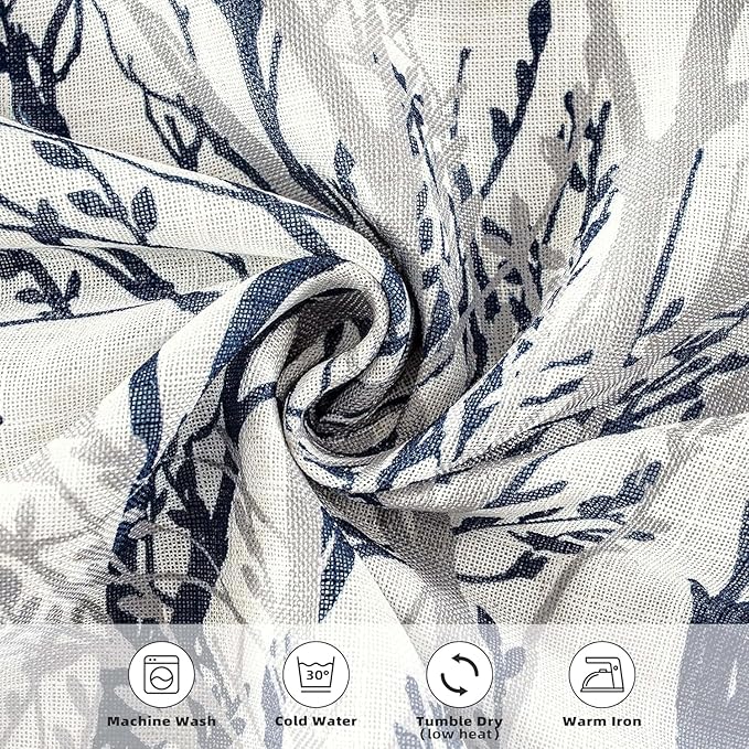DriftAway Linen Printed Blackout Curtains Tree Branch Pattern Double Layer 90 Inches Long for Bedroom Classic Thermal Insulated Summer Sound Lined Grommet Drapes for Living Room 2 Panels Blue/Linen - Image 6