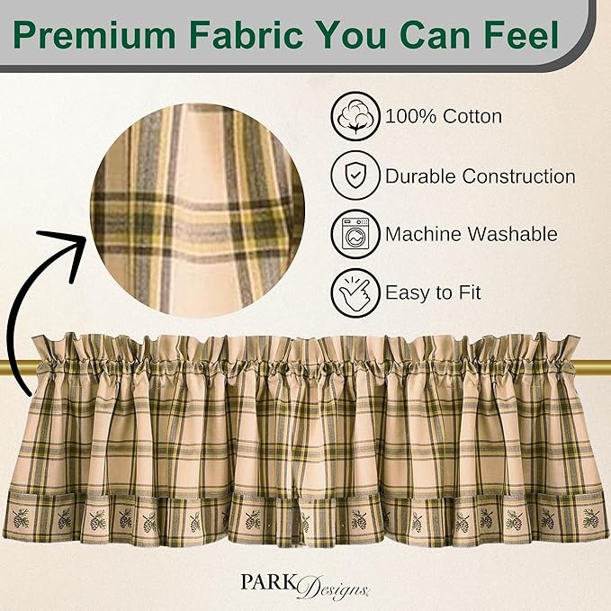 Park Designs Farmhouse Kitchen Valances for Windows - Plaid Pine Lodge | Fall Decor Window Valance Curtains | Plaid Curtain Valances for Windows | Boho Living Rooms & Bathrooms | 72" x 14" - Image 2