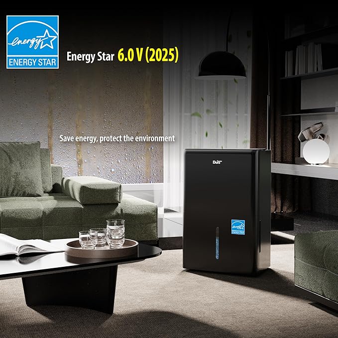 DuraComfort 50 Pint Dehumidifier, Built-in Pump, 4500 Sq Ft Coverage, Energy Star, Black - Image 8