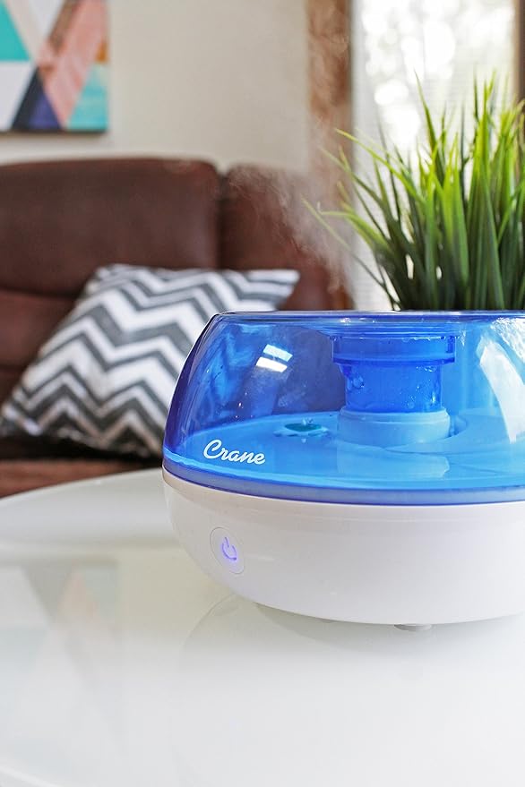 Crane Personal Ultrasonic Cool Mist Travel Humidifier and Vaporizer for Congestion Relief, 360° Adjustable Nozzle, Filter-Free .75 Liter Tank, Blue/White, Office Humidifier - Image 6