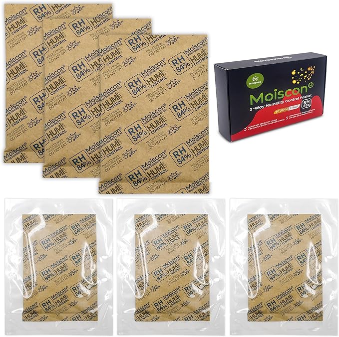 85% Two-Way Humidity Control Packs, 60 Gram 5 Pack for Storing 1 lb, Size 60 Seasoning Packets Moisture Control Packets Individually Wrapped, Humidifier Packs for Season Wood Humidifier Boxes by Wisesorb