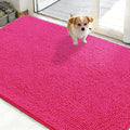 OLANLY Dog Door Mat for Muddy Paws 48x30, Absorbs Moisture and Dirt, Absorbent Non-Slip Washable Doormat, Quick Dry Chenille Mud Mat for Dogs, Entry Indoor Entryway Carpet for Inside Floor, Hot Pink by OLANLY