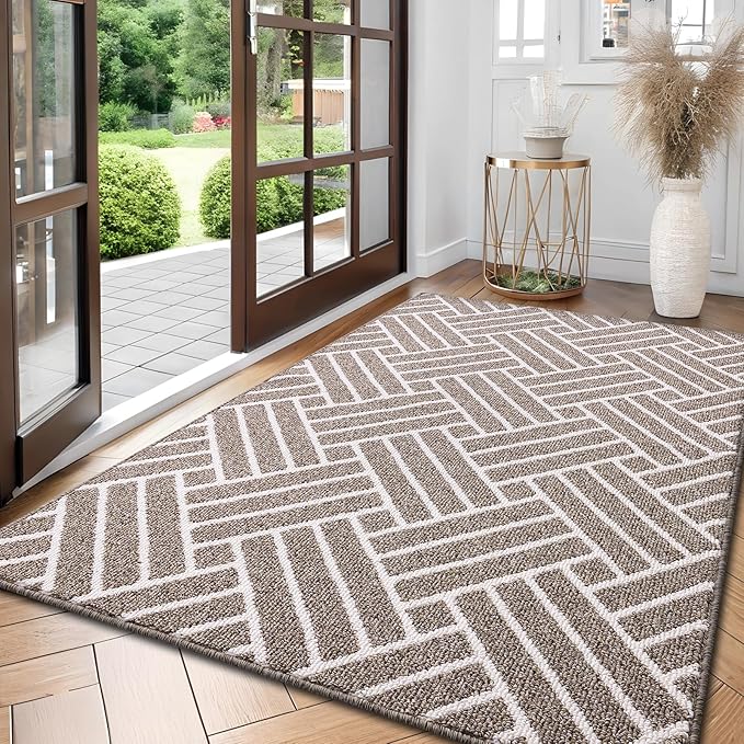 OLANLY Large Indoor Door Mat, 59x35 Inch, Dirt Resistant and Absorbent, Non-Slip Rubber Backing Floor Mats, Easy Clean Low-Profile Doormat for Entryway, Front Door, and Inside Entrance, Khaki by OLANLY