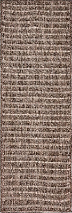 Unique Loom Collection Casual Transitional Solid Heathered Indoor/Outdoor Flatweave Area Rug (2' x 6' 1" Runner, Light Brown/Ivory) - Image 3