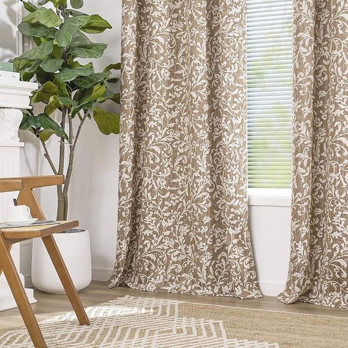 Vangao Taupe 100% Blackout Curtains 84 Inches Long for Bedroom Flower Curtains for Living Room Grommet Thermal Insulated Farmhouse Vintage Window Drapes 2 Panels - Image 7