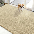 OLANLY Dog Door Mat for Muddy Paws 48x30, Absorbs Moisture and Dirt, Absorbent Non-Slip Washable Doormat, Quick Dry Chenille Mud Mat for Dogs, Entry Indoor Entryway Carpet for Inside Floor, Sand by OLANLY