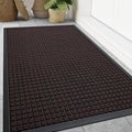 Smiry Front Door Mat Outside Entrance, Heavy Duty Natural Rubber Doormat, Non Slip, Trap Dirt and Moisture, Easy Clean, Low Profile Welcome Floor Mats for Indoor Outdoor Entry, 47x32 Inch, Brown by Smiry