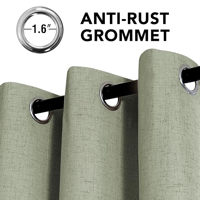 H.VERSAILTEX Linen Curtains 100% Blackout Curtains for Bedroom 84 inch Long Full Light Blocking Nature Linen Blended Window Curtains for Living Room Nickel Grommet (2 Panels, Heathered Tea) - Image 3