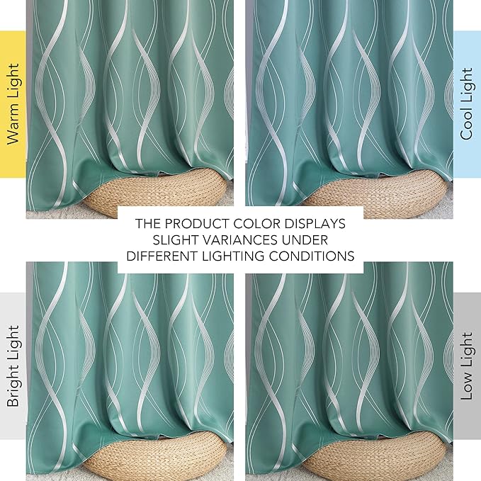 NICETOWN 100% Blackout Aqua Blue Curtain Panels 72 inches 2 Pieces, 52 inches Wide Light Reducing Thermal Insulated Solid Grommet Window Treatments/Drapes for Living Room/Nursery/Kids Room - Image 8