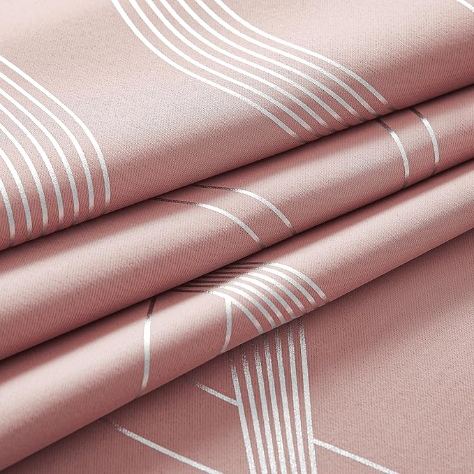 NICETOWN 100% Blackout Pink Curtains for Bedroom and Living Room, 52 inch by 84 inch, Easy Care Solid Thermal Insulated Grommet Wave Pattern Panels and Drapes for Bedroom Decoration, 2 Pieces - Image 5