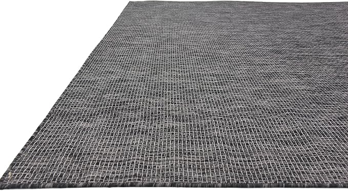 Unique Loom Collection Casual Transitional Solid Heathered Indoor/Outdoor Flatweave Area Rug (9' x 12' Rectangle, Black/Ivory) - Image 8