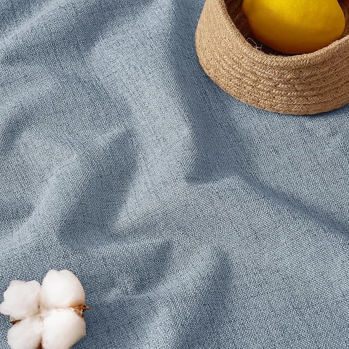 RYB HOME Linen Texture Curtains for Bedroom, 100% Blackout Thermal Insulated Curtains, Rod Pocket&Back Tab Room Darkening Drapes Luxury Decor for LivingRoom/Nursery, W52xL84, 2 Panels, Smoky Blue - Image 8