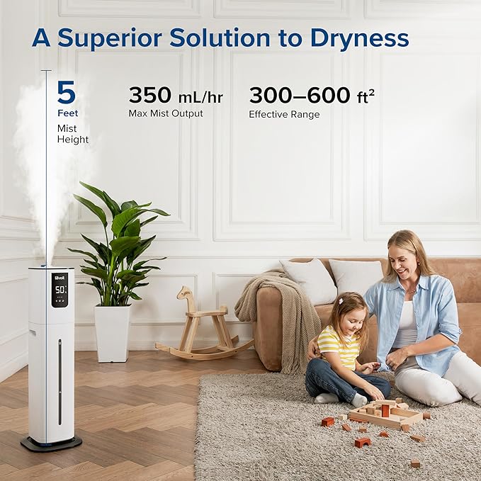 LEVOIT OasisMist 1000S (10L) Smart Humidifier for Home Large Room Bedroom, Last 100 Hours Suitable for Indoor Plant, Cover up to 600ft², Easy Top Fill, Remoter & Voice Control, Auto Mode, Quiet, White - Image 5