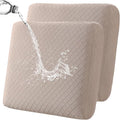 Fuloon Waterproof Seat Cushion Covers 2 PCS, Stretch Sofa Cushion Slipcovers Couch Covers Solid Washable Furniture Protector Suitable for Armchair Loveseat Sofa (Khaki) by Fuloon