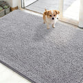 OLANLY Dog Door Mat for Muddy Paws 48x30, Absorbs Moisture and Dirt, Absorbent Non-Slip Washable Doormat, Quick Dry Chenille Mud Mat for Dogs, Entry Indoor Entryway Carpet for Inside Floor, Light Grey by OLANLY