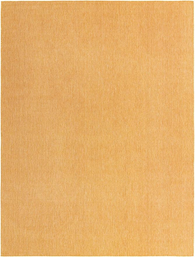 Unique Loom Collection Casual Transitional Solid Heathered Indoor/Outdoor Flatweave Area Rug (10' x 13' 1" Rectangle, Corn Harvest Yellow) - Image 3