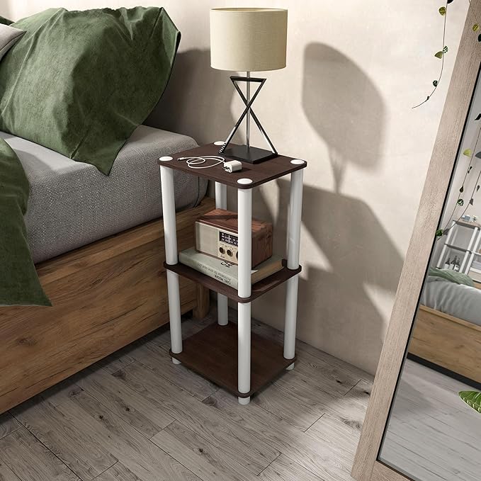 Homes: Inside + Out Apexa Modern 3-Tier Narrow Shelving Units, Collectibles Display Shelves, Easy Assembly Standing Shelf, Home Storage Organizer for Living Room, Bedroom, Office, Espresso - Image 4