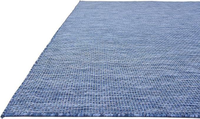 Unique Loom Collection Casual Transitional Solid Heathered Indoor/Outdoor Flatweave Area Rug (9' x 12' Rectangle, Blue/Navy Blue) - Image 8